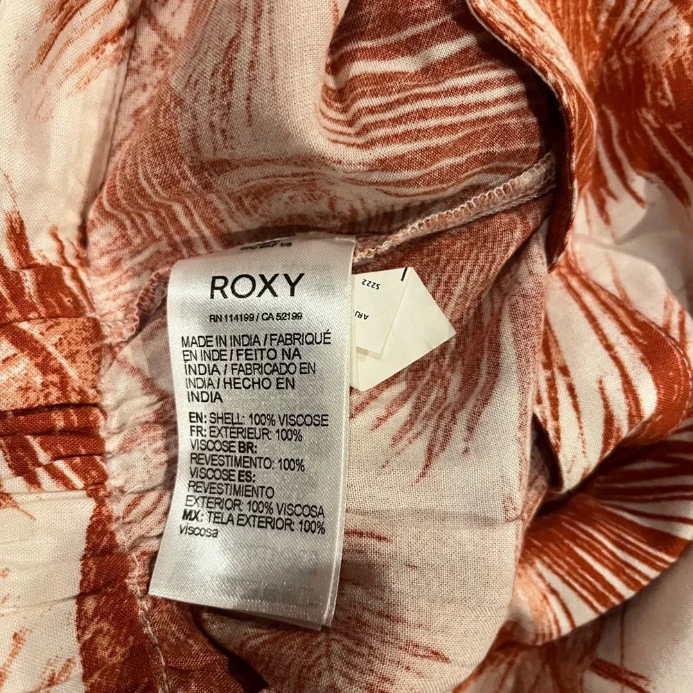 ROXY Mini Skirt Ruffle Cover Up‎ Palm Leaf Tropical Print Ruffle Pull On New XL